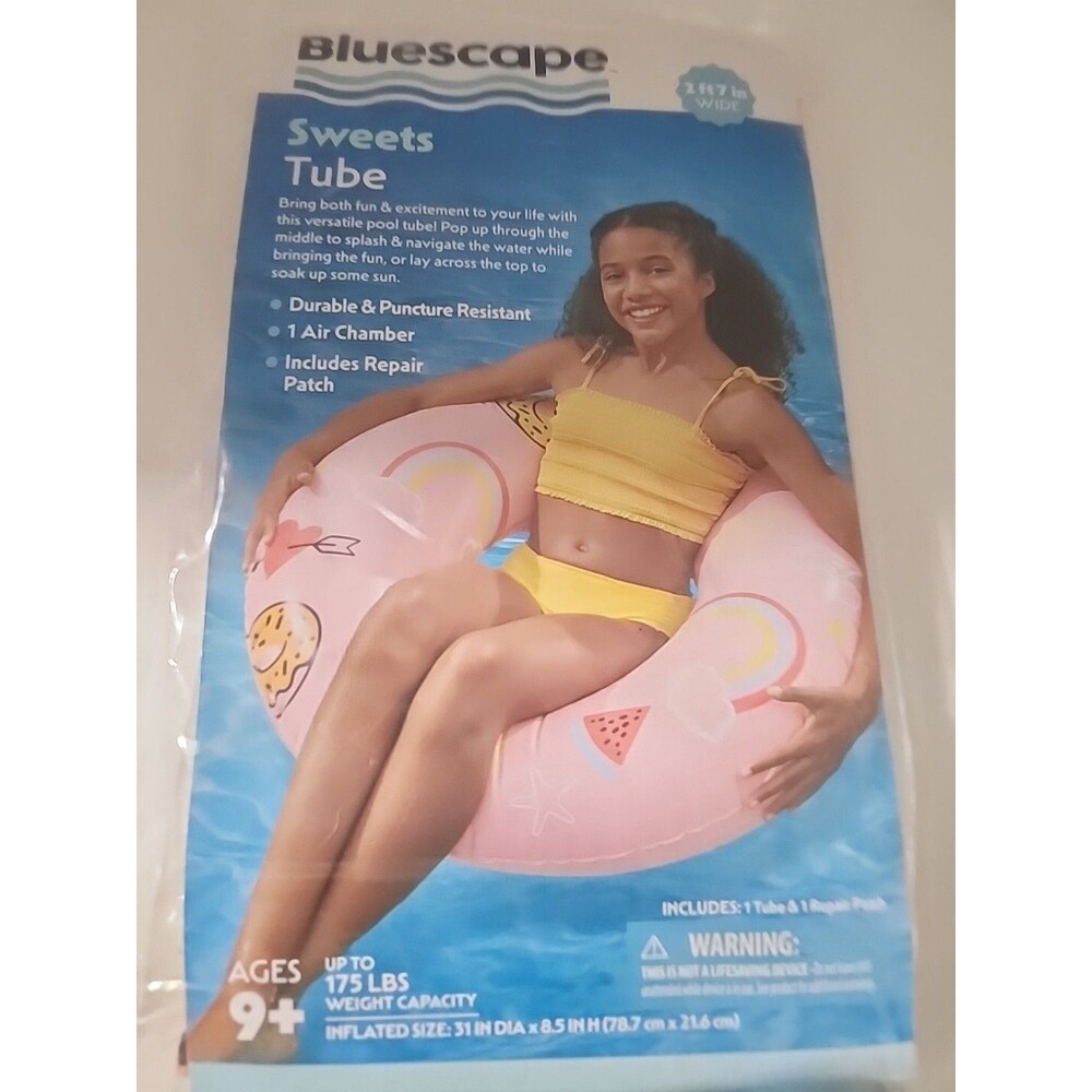 Bluescape Pink Sweets Inflatable Swim Tube Pool Float(Includes Repair Patch) NEW